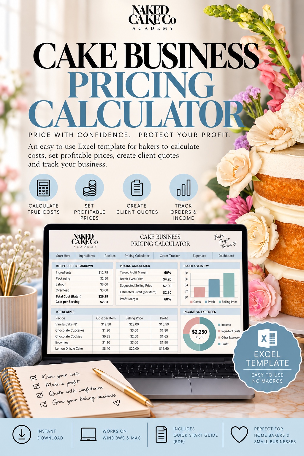 Cake Business Pricing Calculator — full cover