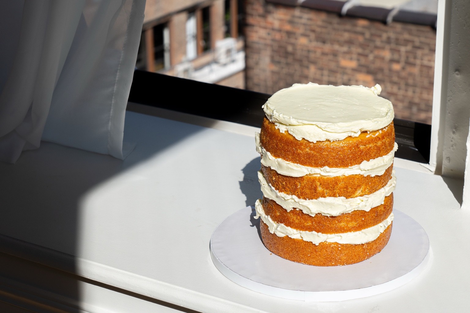 Vanilla cake by a sunny Brooklyn window